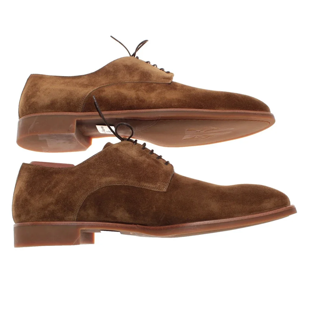 Di Bianco NWD Lace Up Derby Dress Shoes Size 43.5 (US 10.5) in Brown Suede